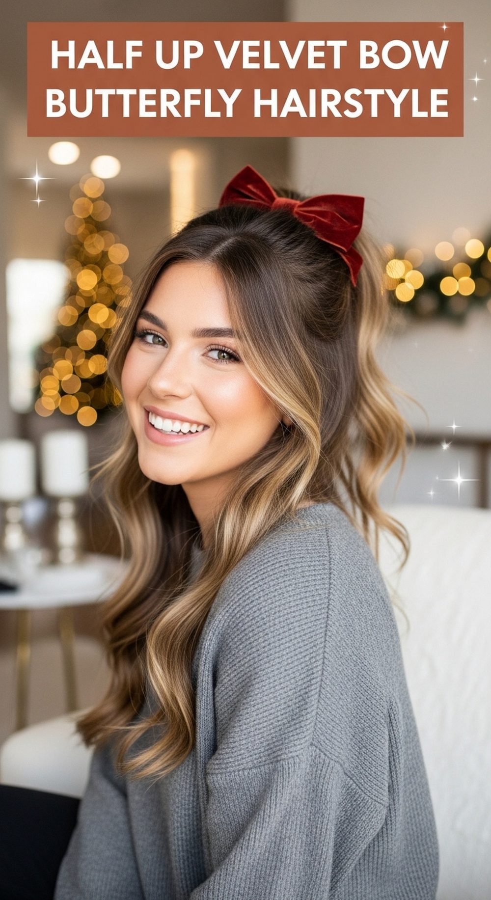 Half Up Velvet Bow Butterfly Hairstyle