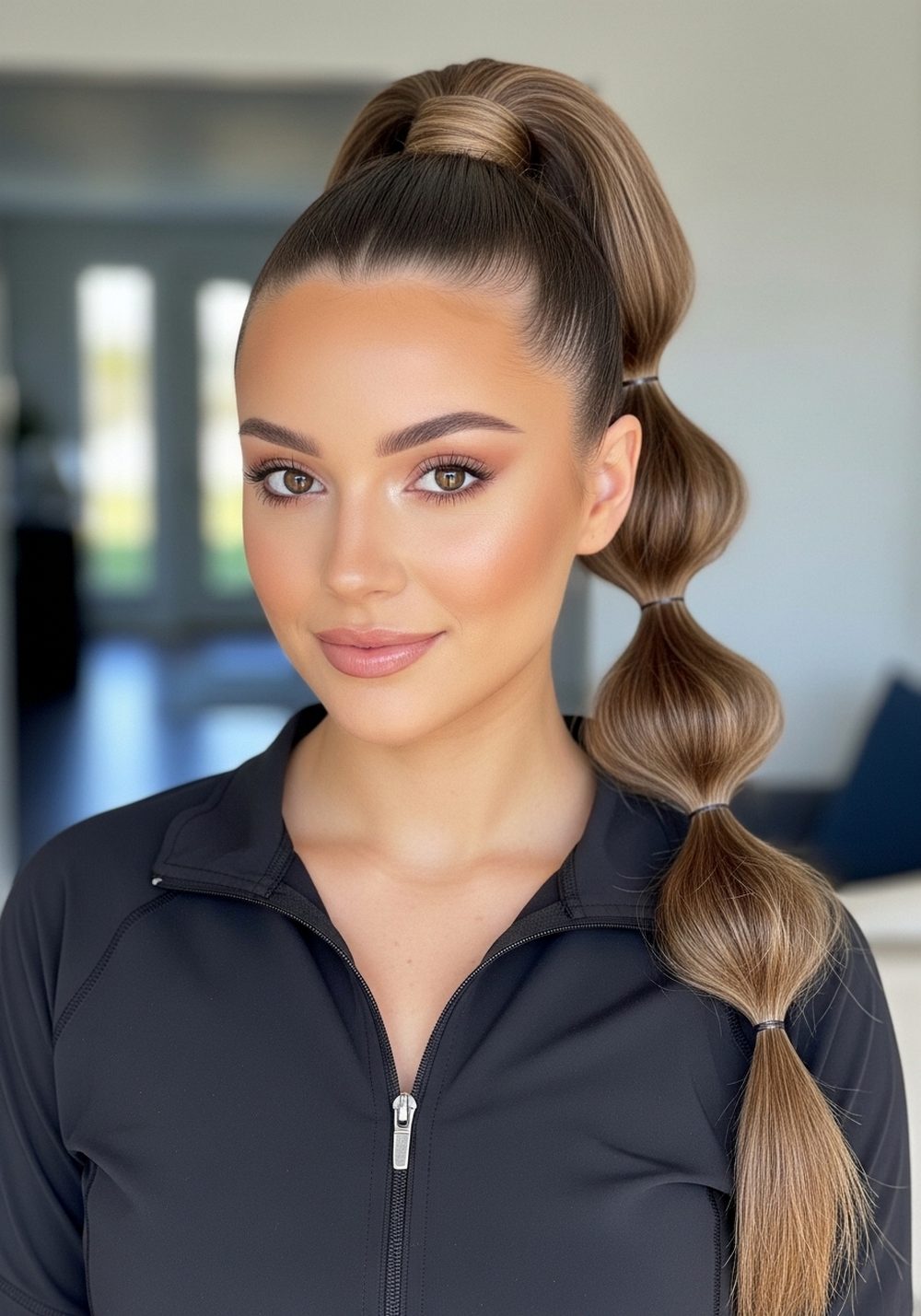 High Clean Bubble Ponytail Hairstyle