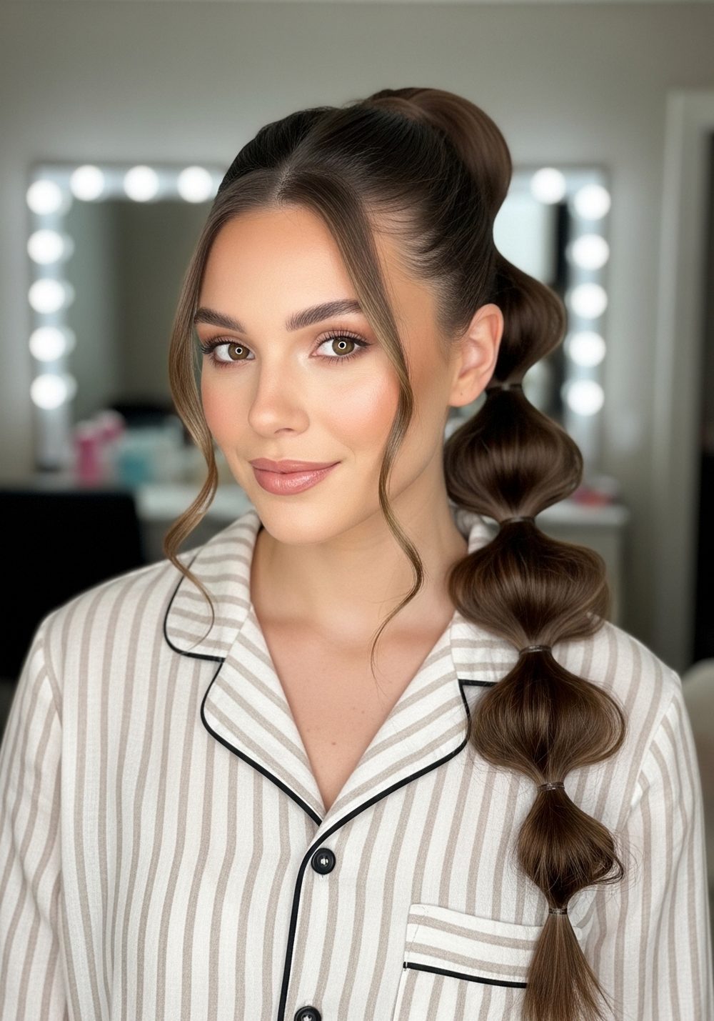 Loose Crown Bubble Ponytail Hairstyle