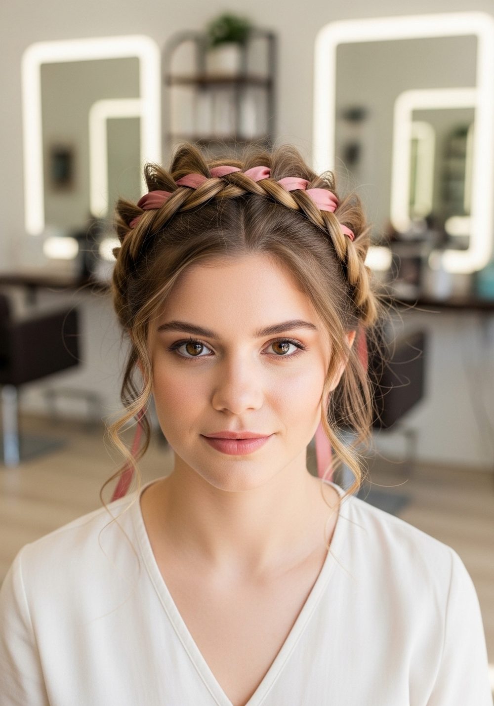 Loose Crown Ribbon Braid Hairstyle