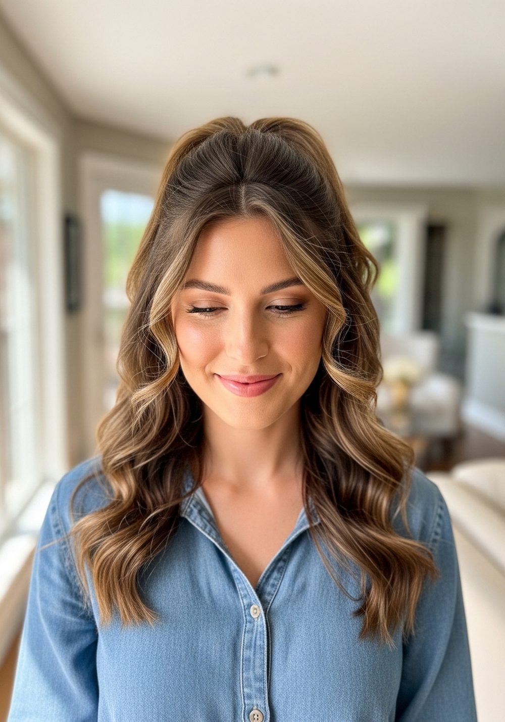 Loose Curl Half-Up Beach Hairstyle