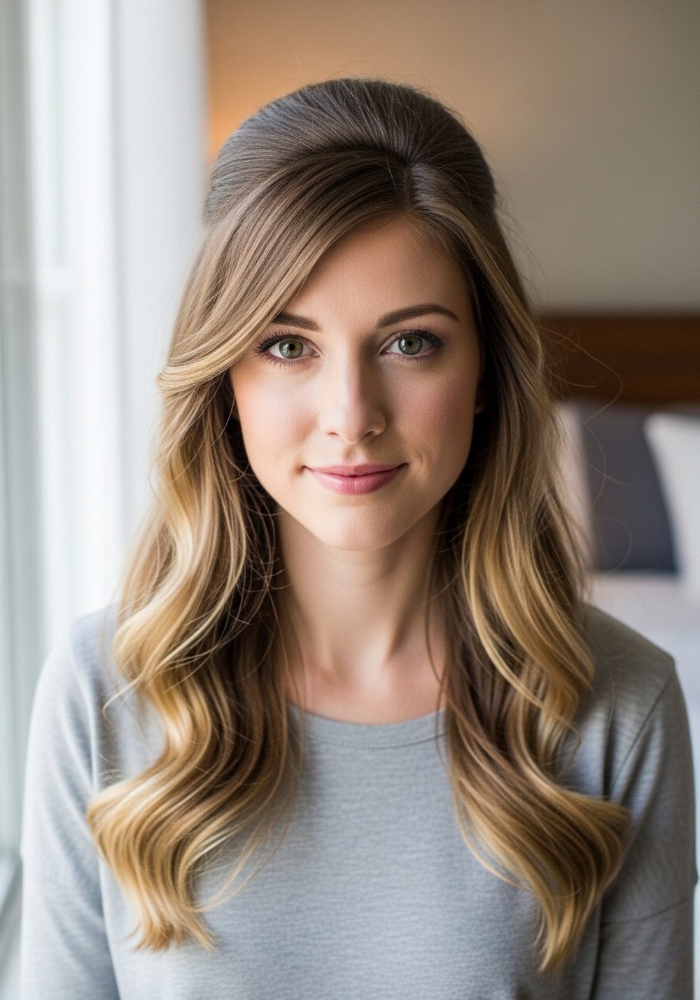 Loose Side-Part Twist-Back Crown Waves Hairstyle