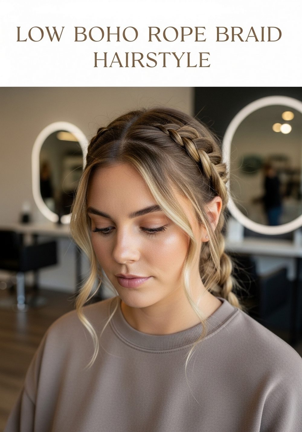 Low Boho Rope Braid Hairstyle