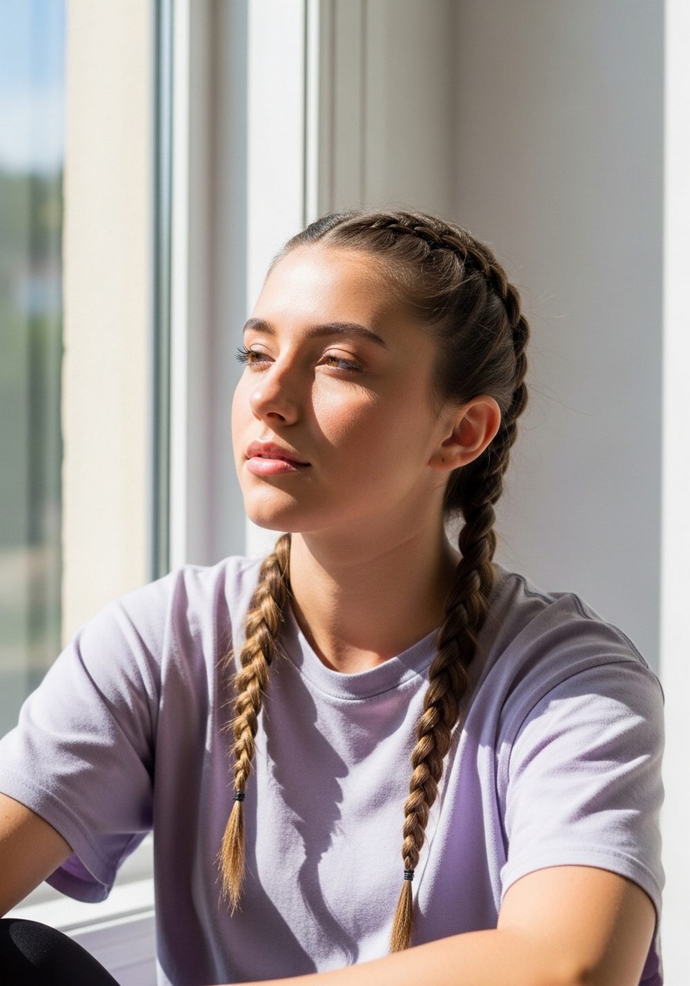 Low Braided Pigtails Hairstyle