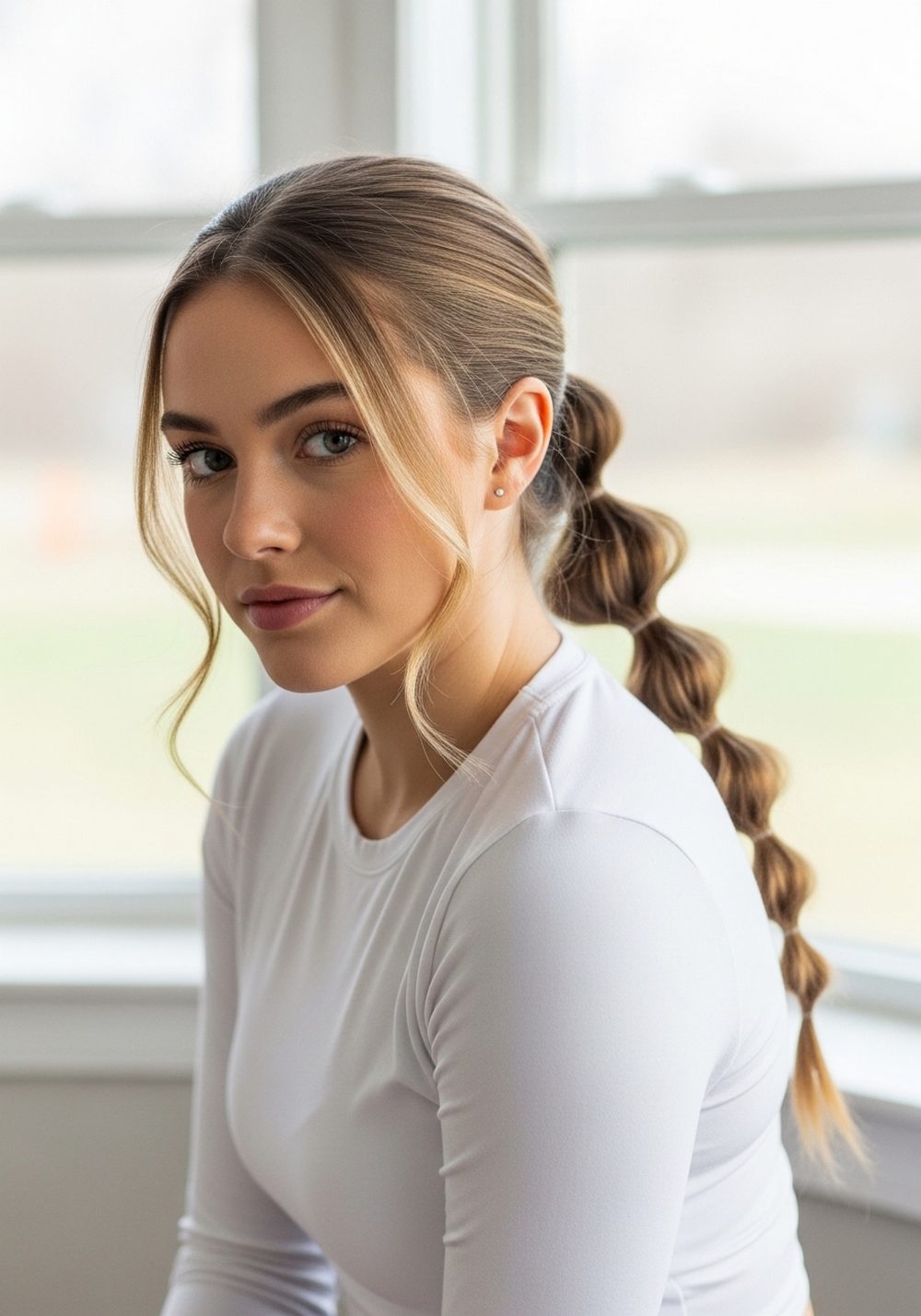 Low Bubble Braid Ponytail Hairstyle