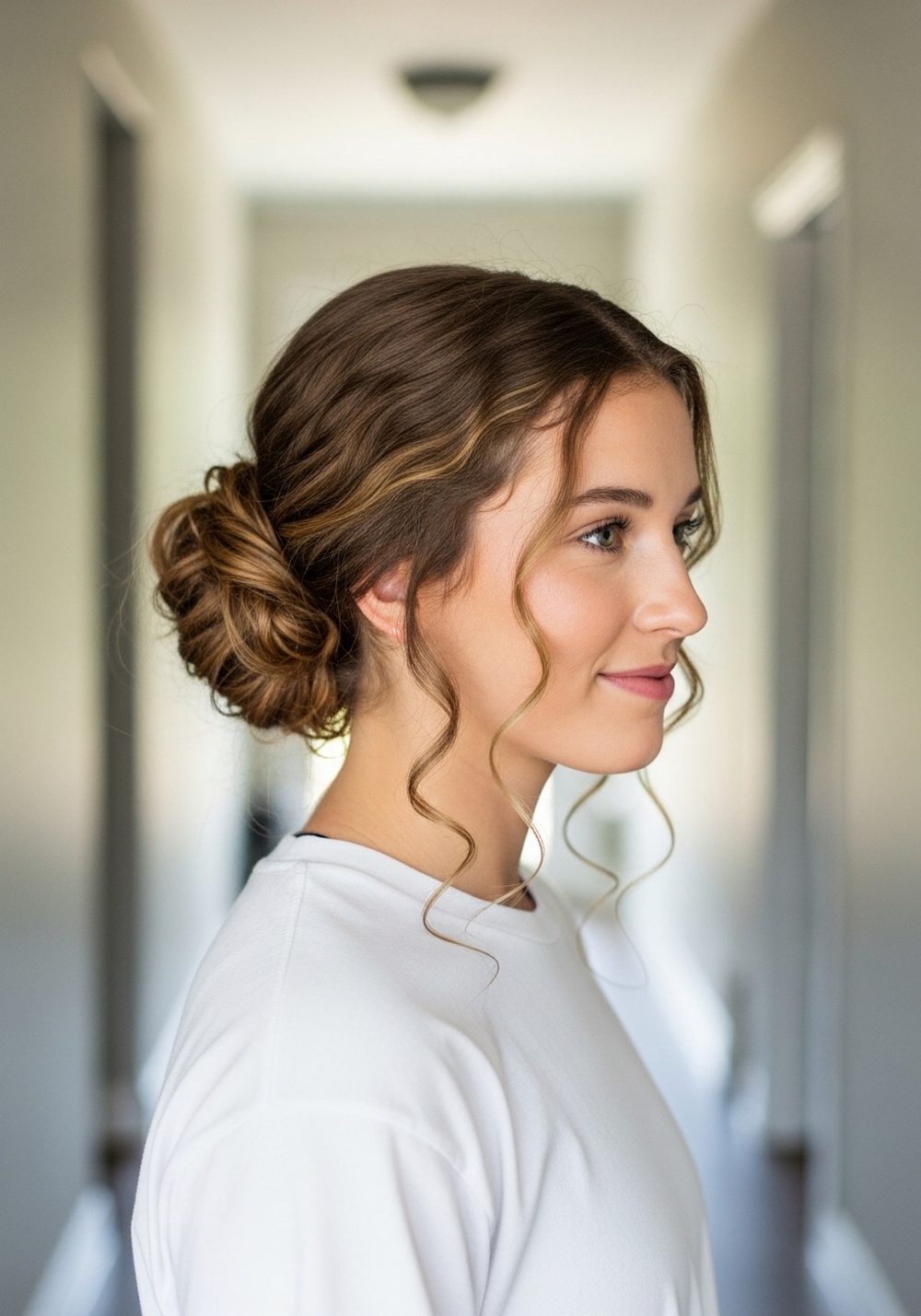 Low Curly Bun Hairstyle