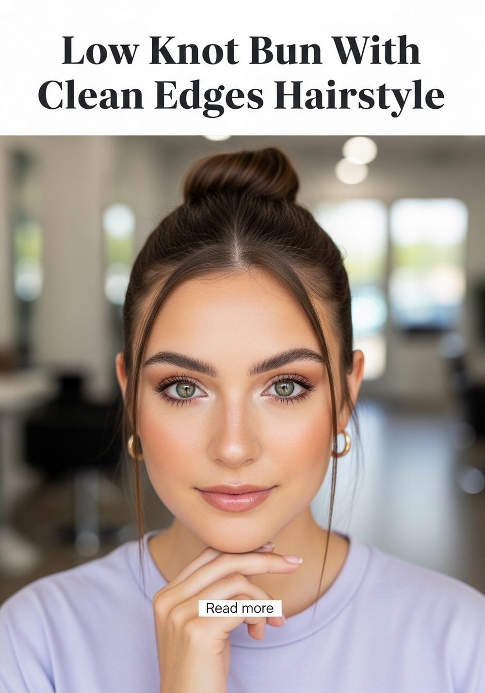 Low Knot Bun With Clean Edges Hairstyle