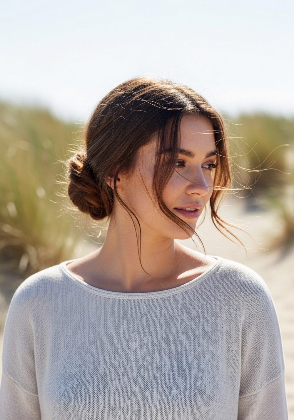 Low Messy Double Buns Hairstyle