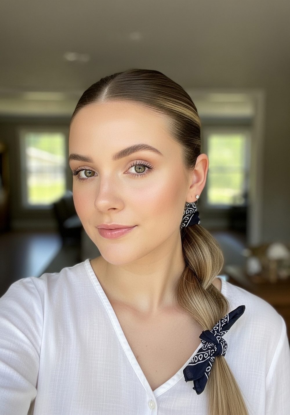 Low Pony With Bandana Rodeo Hairstyle