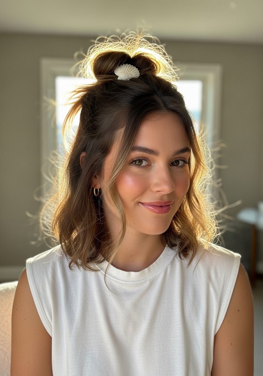 Messy Beach Texture Shell Clip Bun Hairstyle