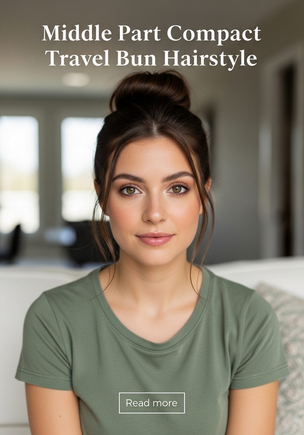 Middle Part Compact Travel Bun Hairstyle