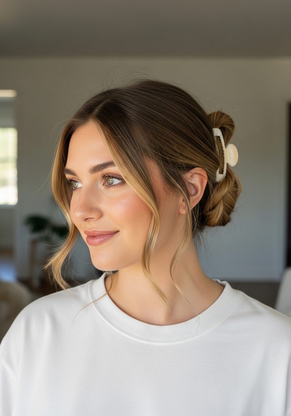 Mini Twist Shell Clip Bun Hairstyle