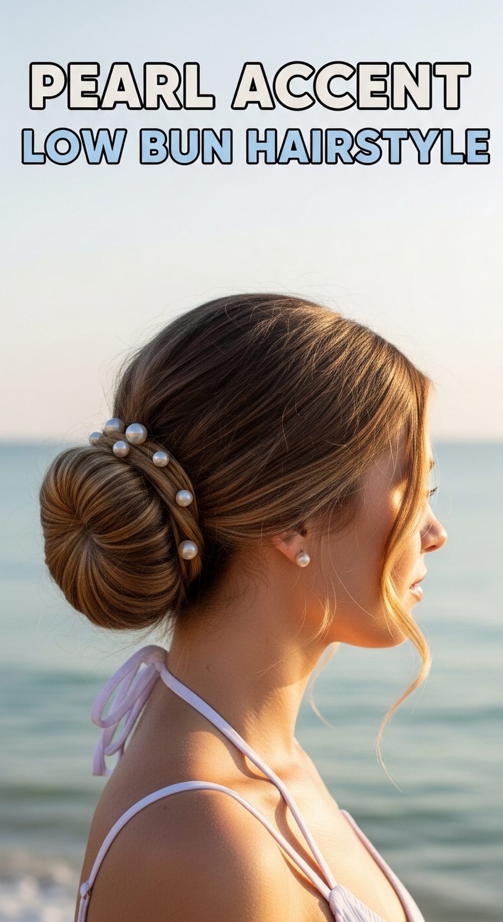 Pearl Accent Low Bun Hairstyle