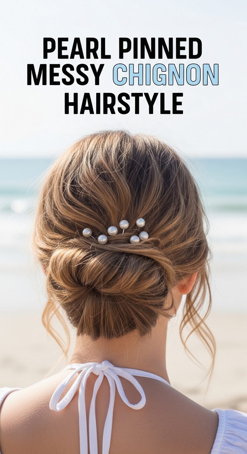 Pearl Pinned Messy Chignon Hairstyle