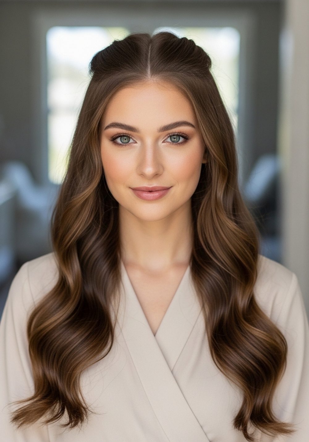 Pearl-Ready Twist-Back Crown Waves Hairstyle