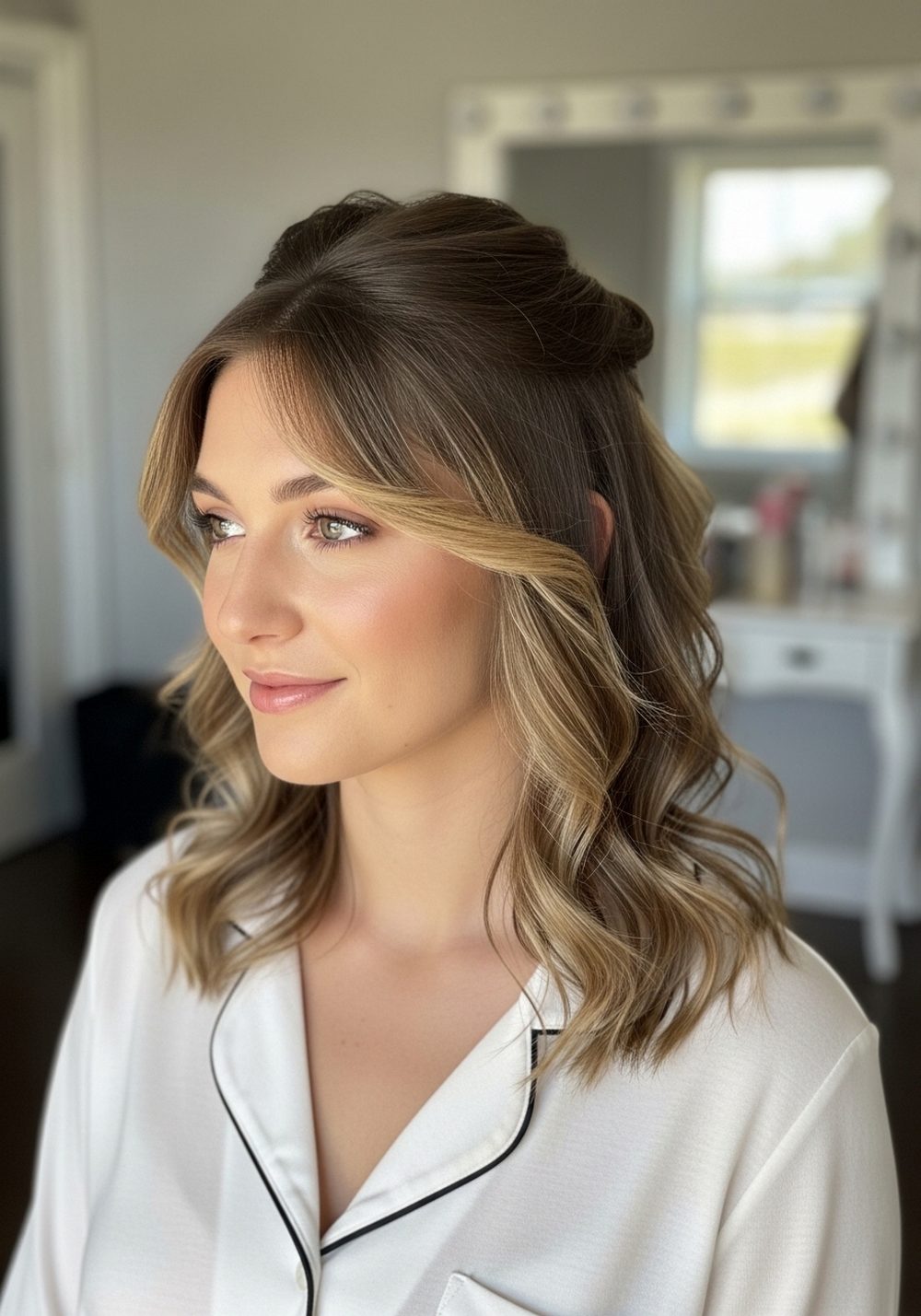 Relaxed Half-Up Wave Lax Hairstyle