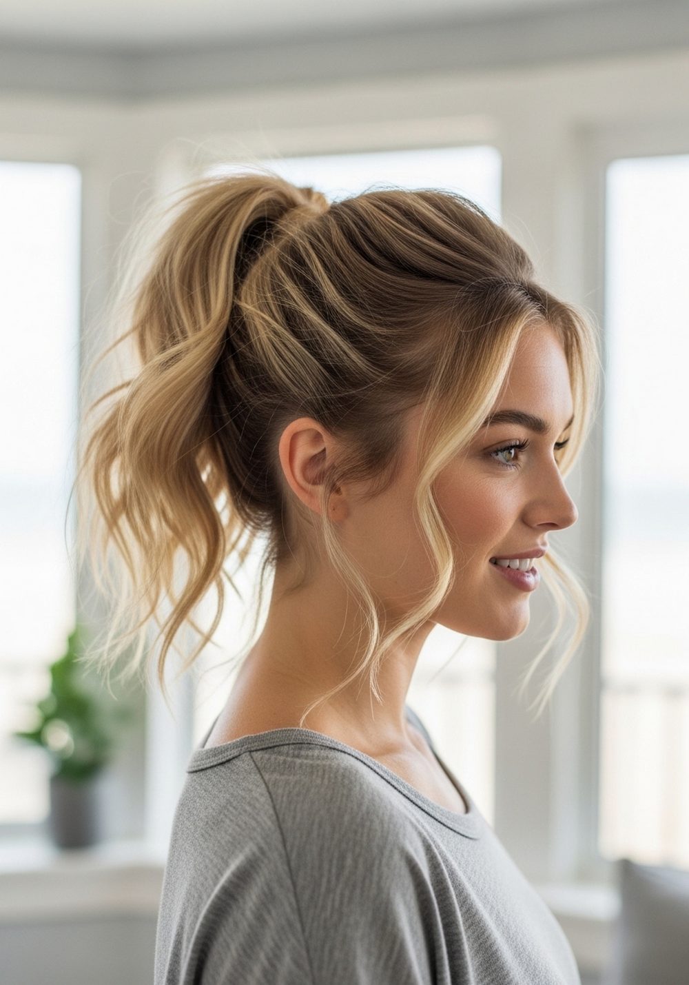 Relaxed High Pony Beach Hairstyle