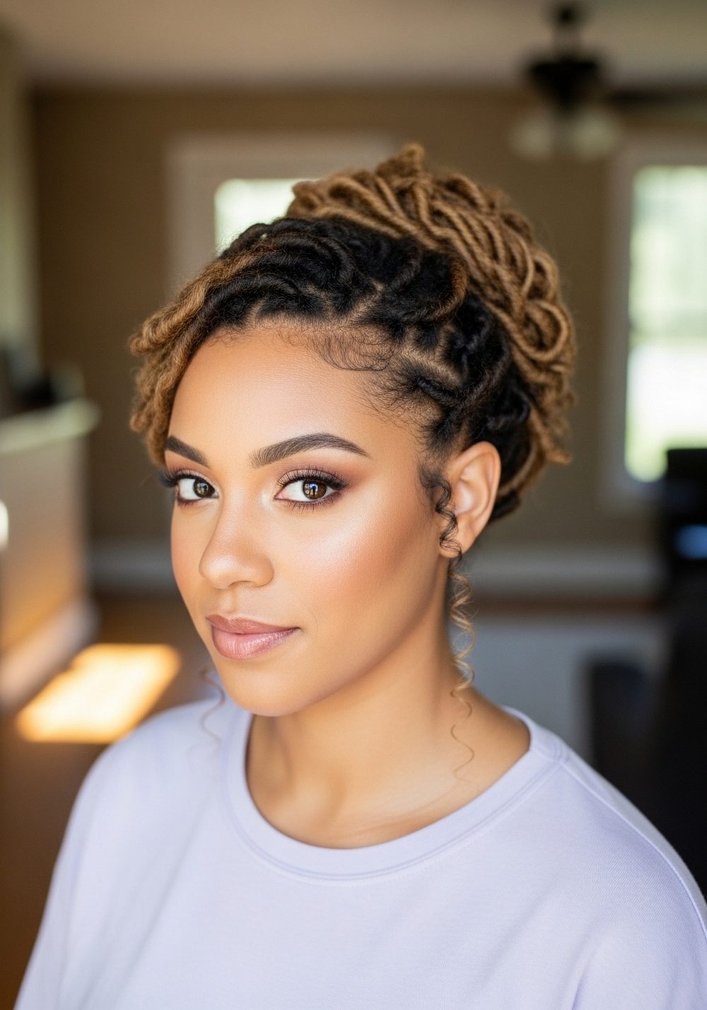 Romantic Updo Bridal Locs Hairstyle