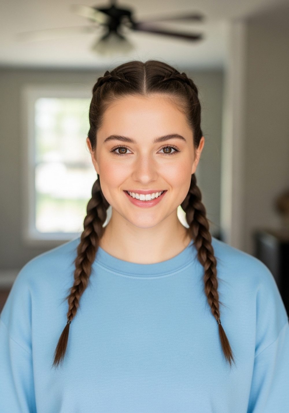 Scarf-Free Double Braids Hairstyle