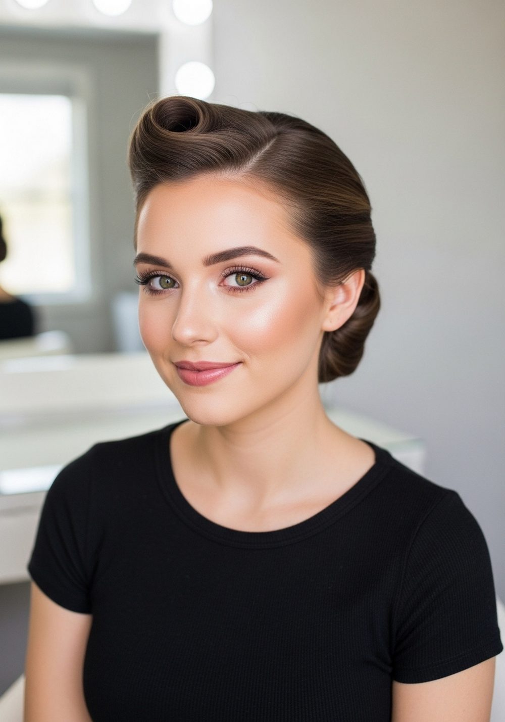 Side Part Pin-Up Updo Hairstyle