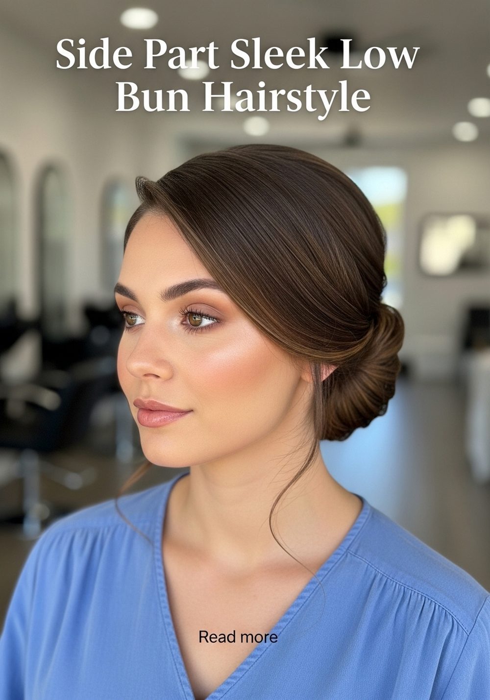 Side Part Sleek Low Bun Hairstyle