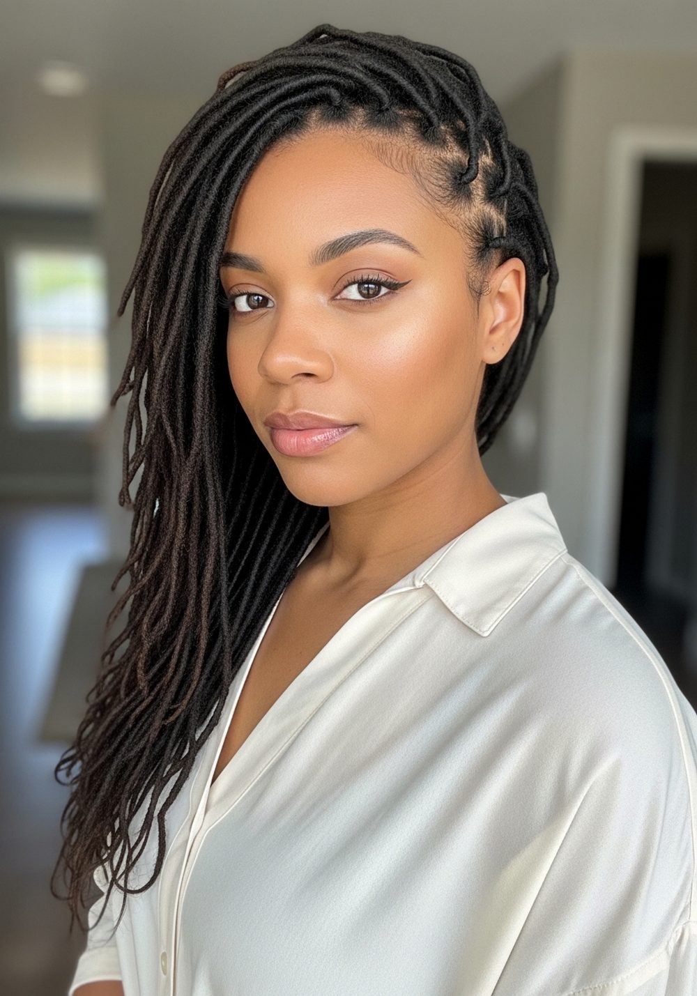 Side-Swept Bridal Locs Hairstyle