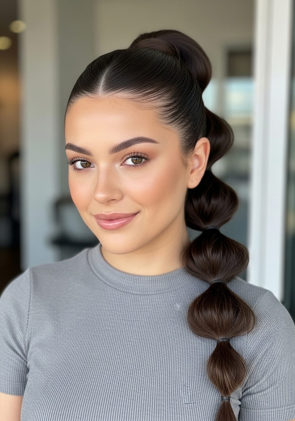 Sleek Airport Bubble Ponytail Hairstyle