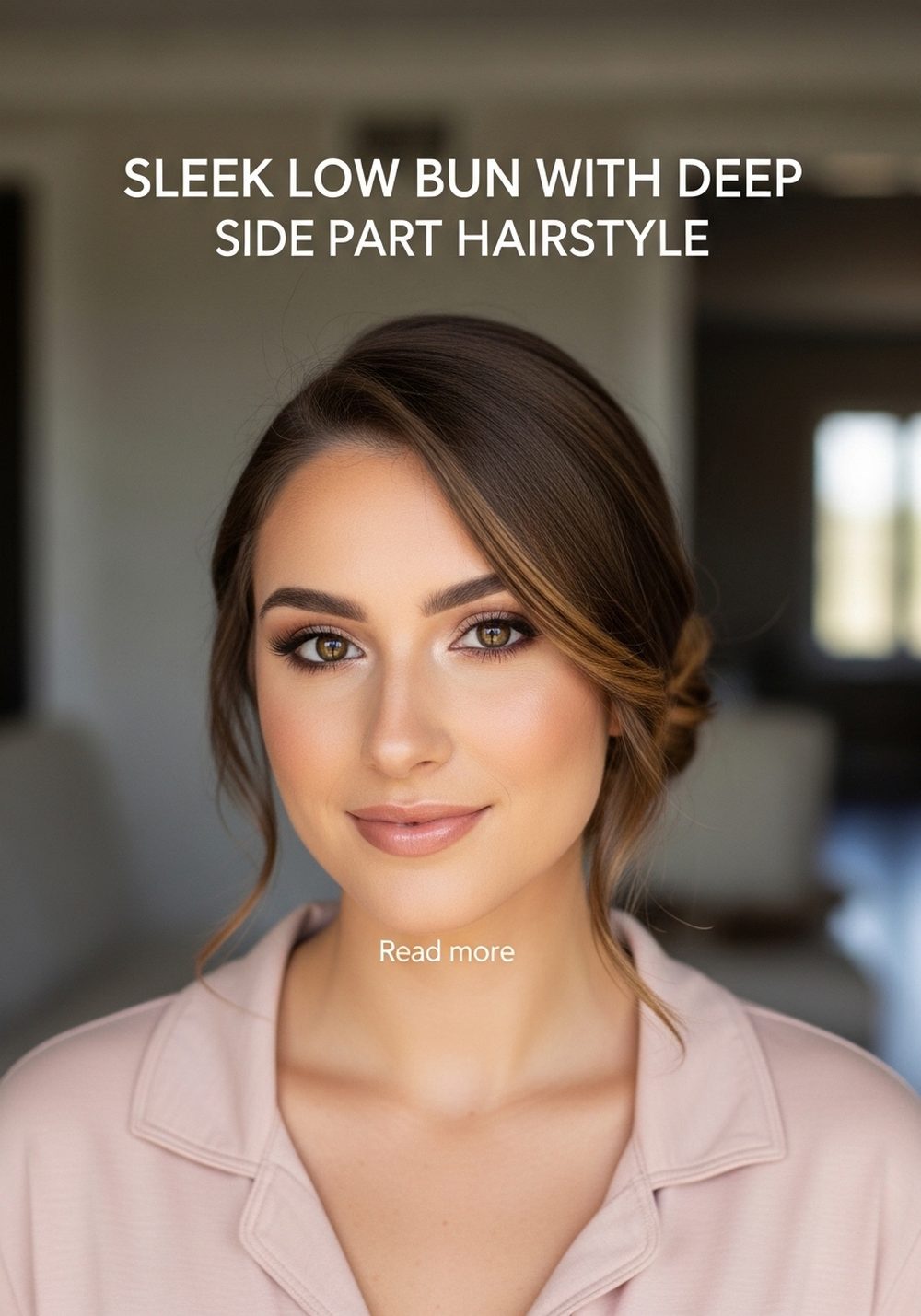 Sleek Low Bun With Deep Side Part Hairstyle