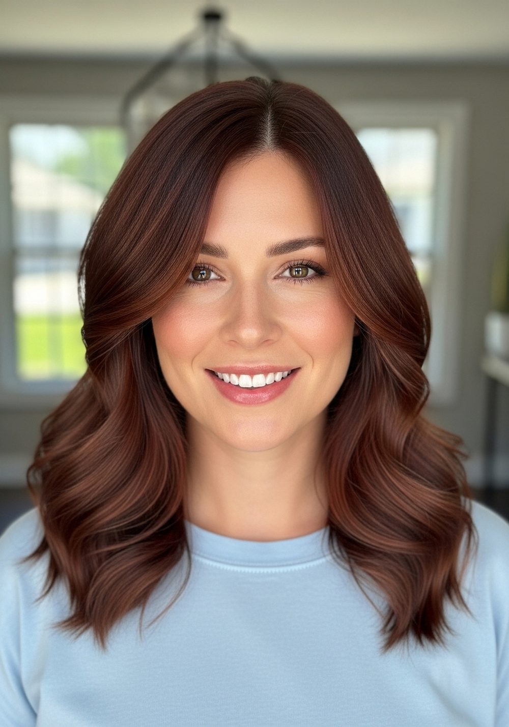Soft Cherry Mocha Waves Hairstyle