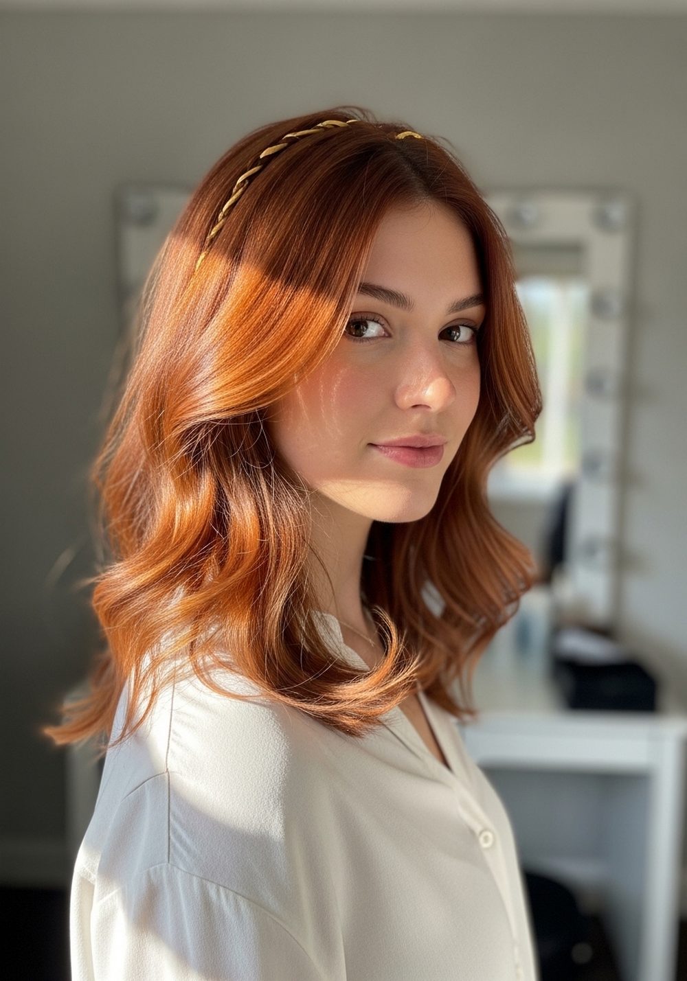 Soft Copper Gold Fusion Hairstyle