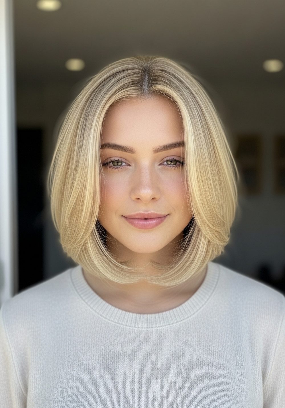 Soft Cream Butter Blonde Bob Hairstyle