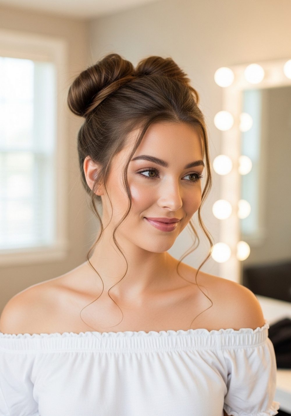 Soft Volume Double Buns Hairstyle
