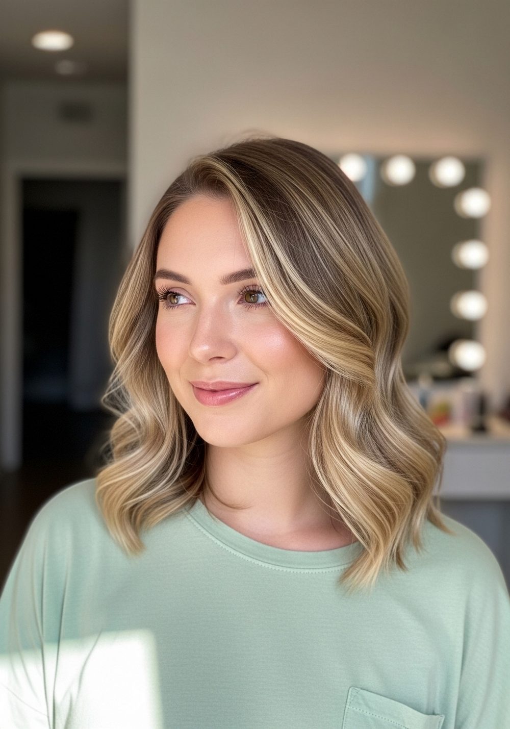 Soft Wave Deep Part Collarbone Lob Hairstyle