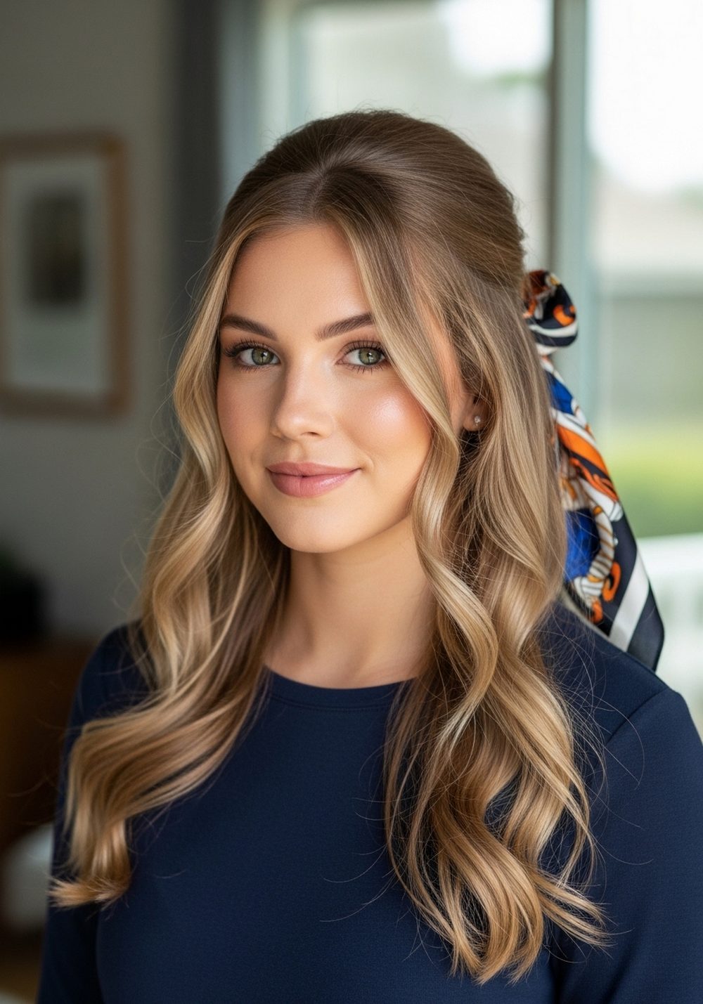 Statement Print Half-Up Waves Hairstyle