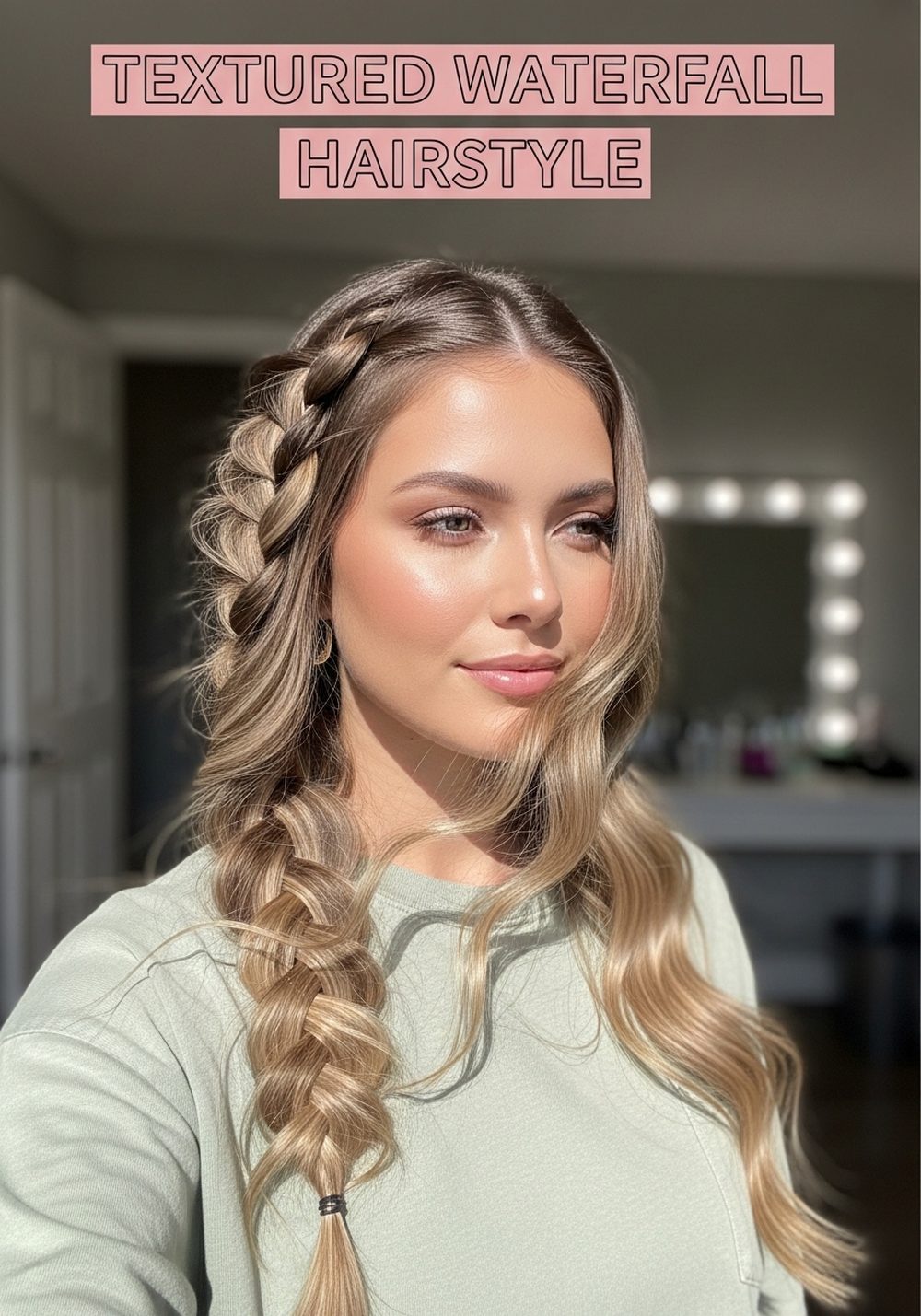 Textured Waterfall Braid Hairstyle