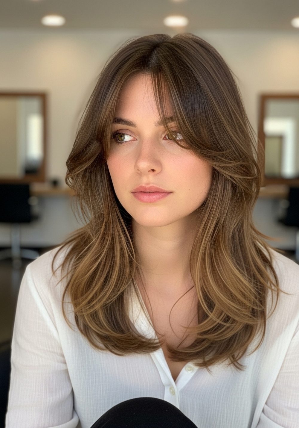 Tousled Mid-Length Sweep Hairstyle