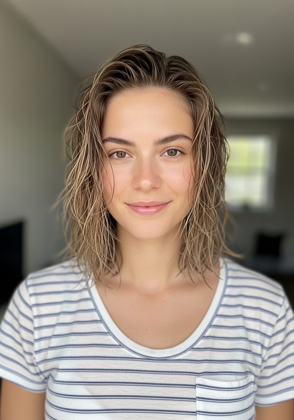 Tousled Wet Lob Hairstyle