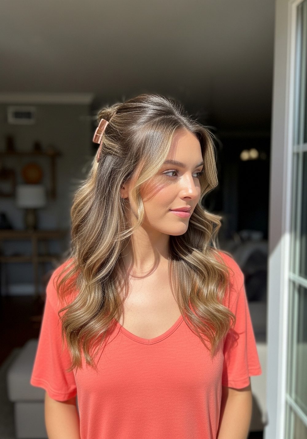 Tropical Textured Twist Claw Clip Hairstyle