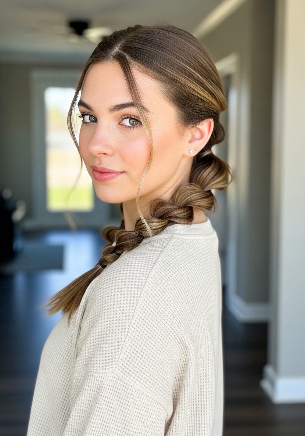 Twisted Low Ponytail Hairstyle
