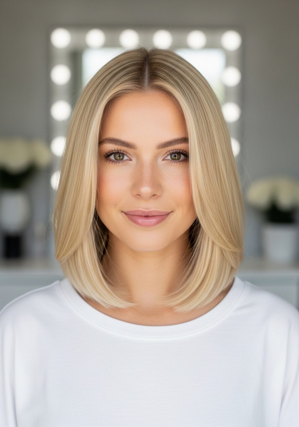 Vanilla Butter Blonde Lob Hairstyle
