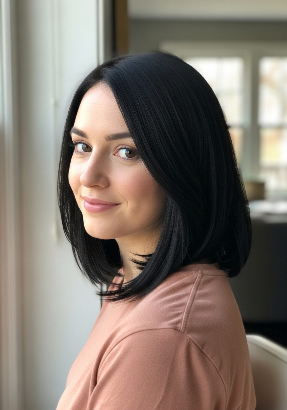 Velvet Black Side-Part Shine Hairstyle
