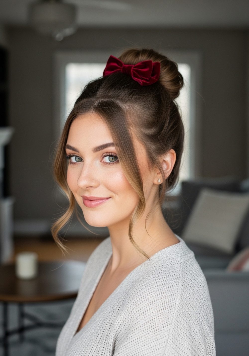 Velvet Bow French Twist Hairstyle
