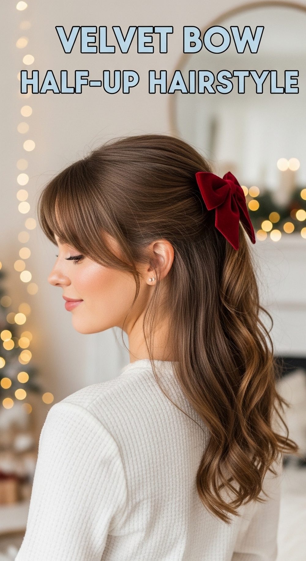 Velvet Bow Half-Up Hairstyle