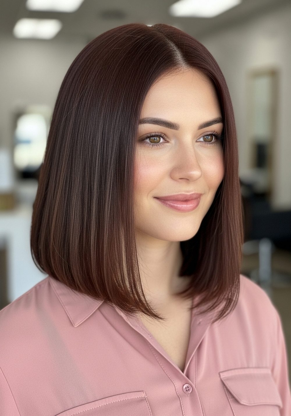 Velvet Cherry Mocha Lob Hairstyle