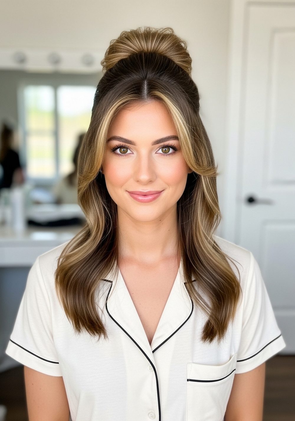 Voluminous Half-Up Bun Hairstyle