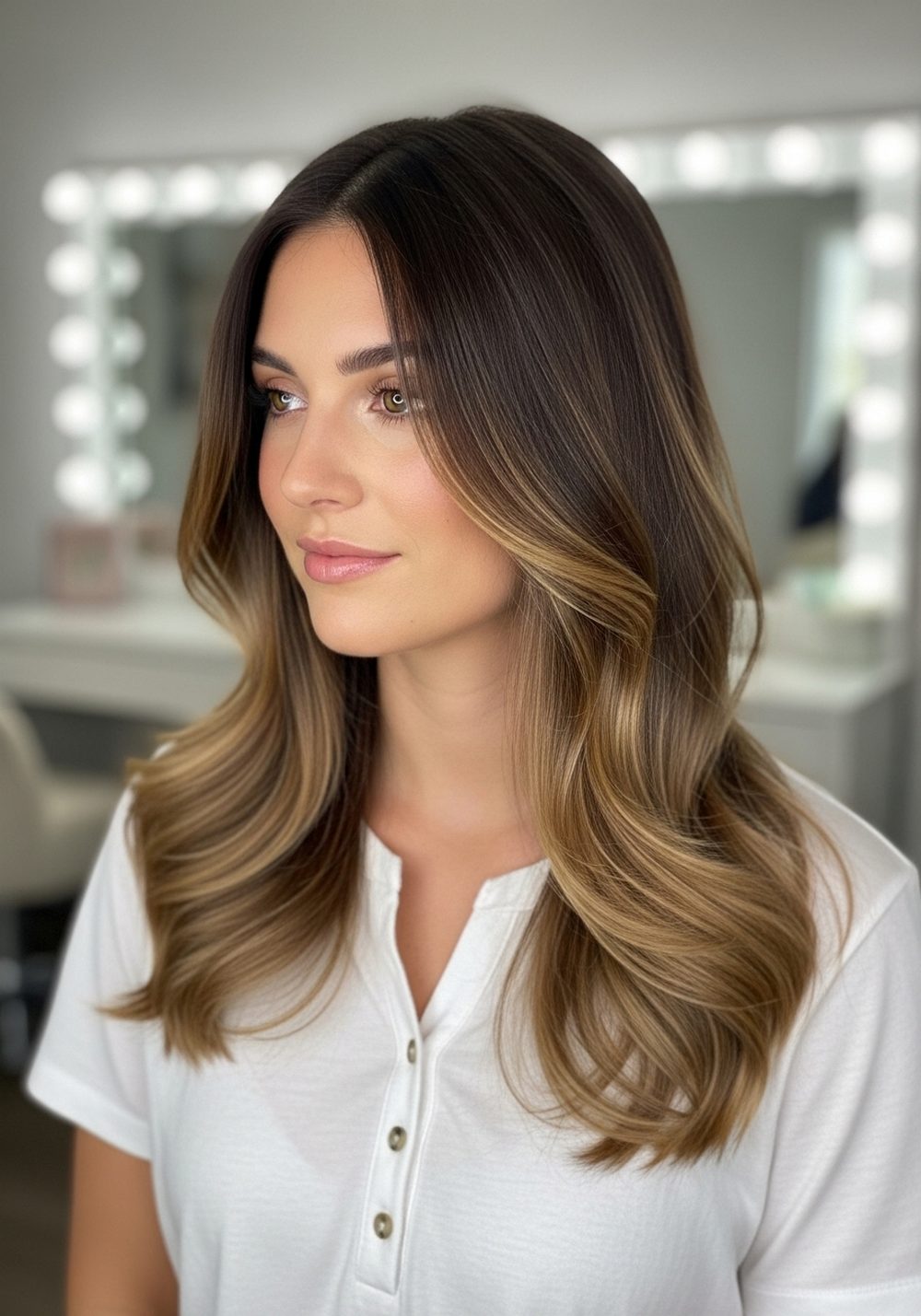 Walnut Balayage Brunette Hairstyle