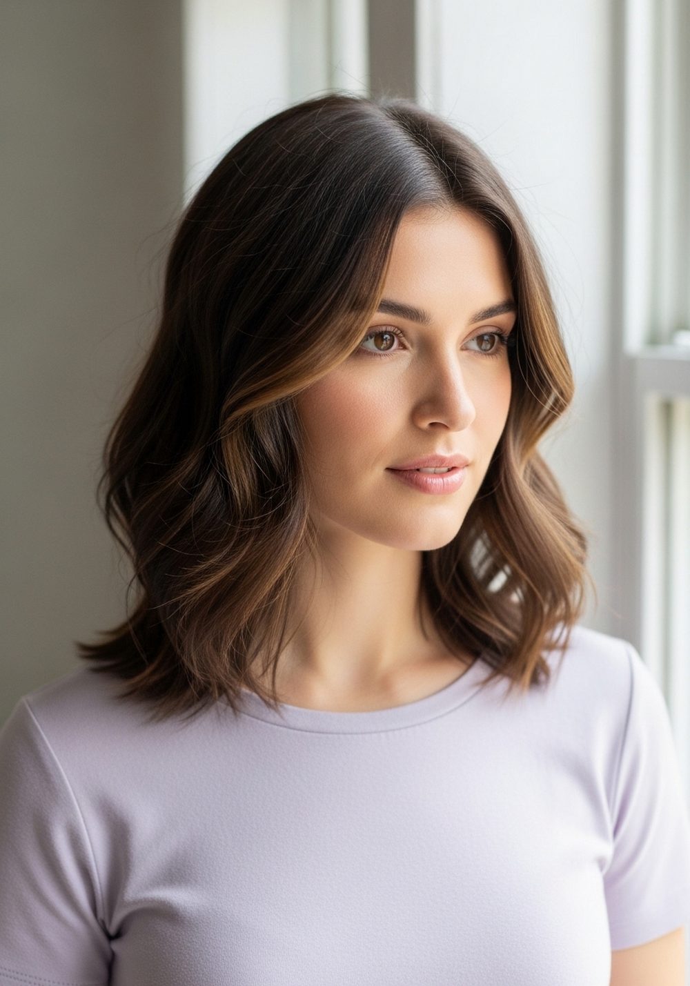 Walnut Soft Contrast Brunette Hairstyle