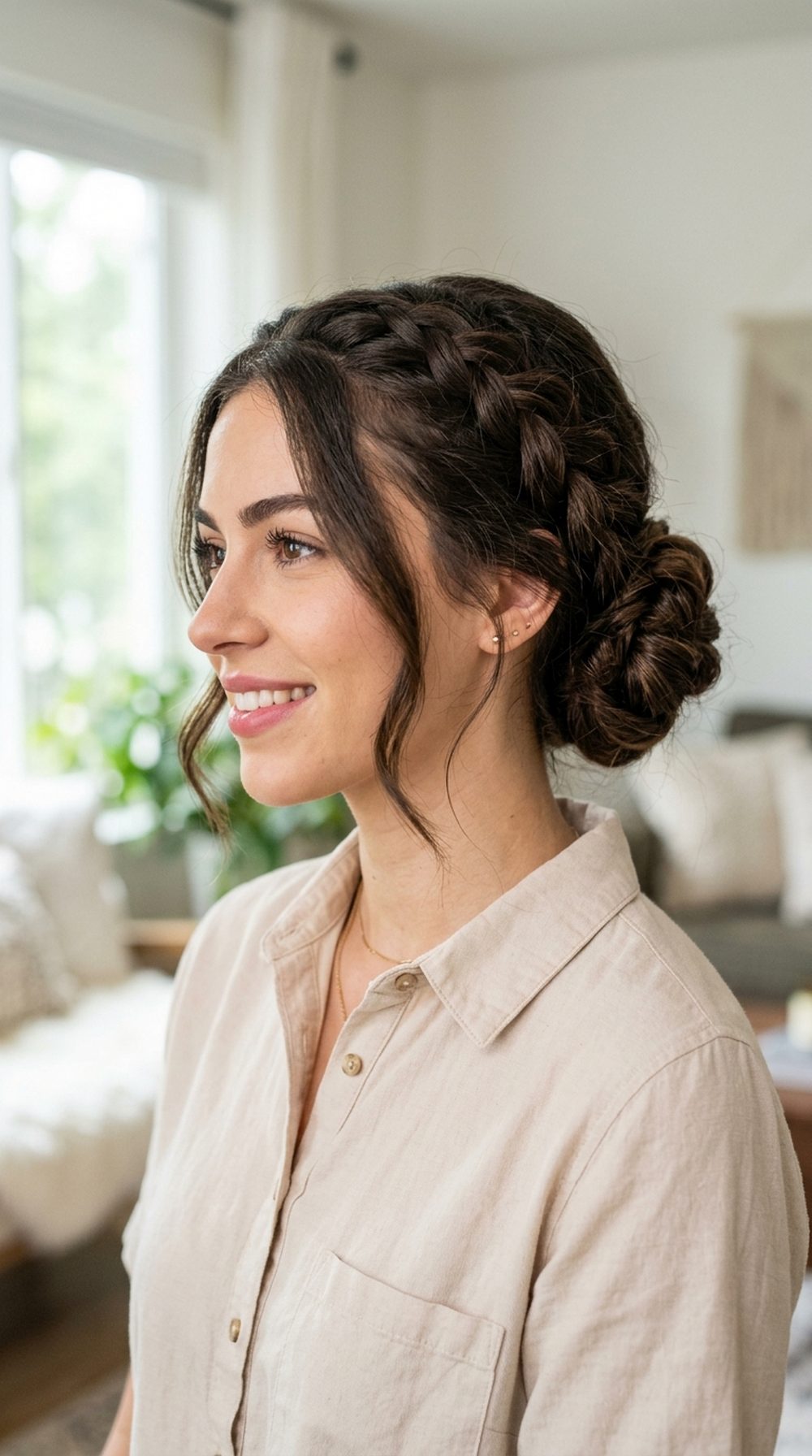 Braided Low Bun Hairstyle