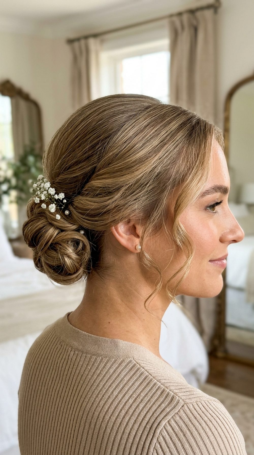 Low Chignon with Soft Curls Hairstyle
