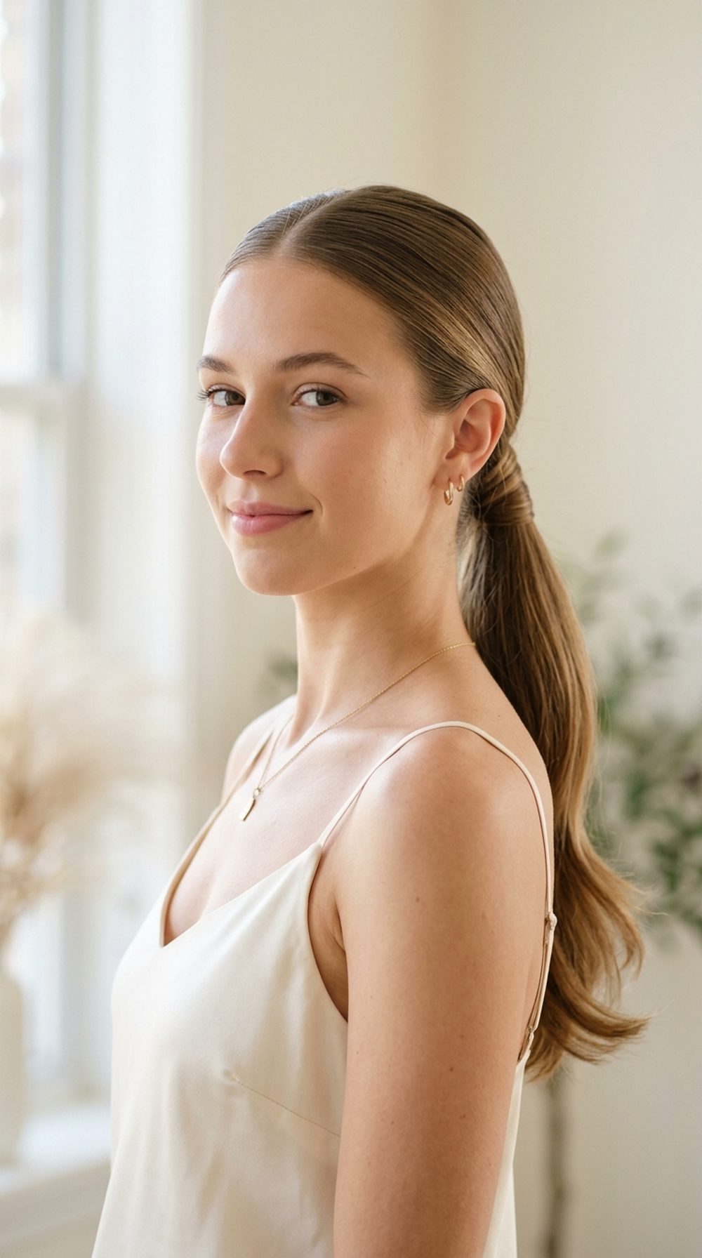 Polished Low Ponytail Hairstyle